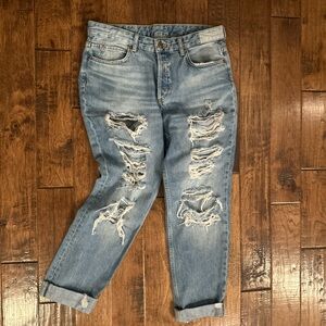 &Denim Boyfriend Jeans with rolled hem size 8